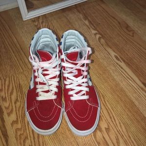 Red Checkered Vans Women Size 7